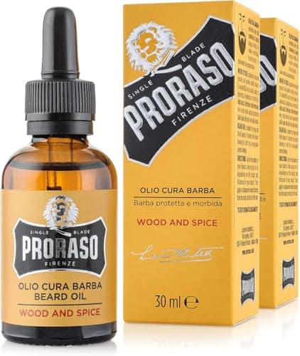 Proraso Lot de 2 huiles à barbe Wood & Spice, 2 x 30 ml, Soin visage homme qui lisse et protège, Huile pour barbe longue, Fabriqué en Italie - Image 3