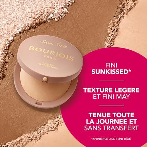 Bourjois Maxi Boîte Ronde Poudre de Soleil, 001 Clair, Fini mat doux, Formule Vegan, Poudre bronzante facile à estomper, Pour un effet sunkissed et un contour précis, Tenue longue durée. - Image 7