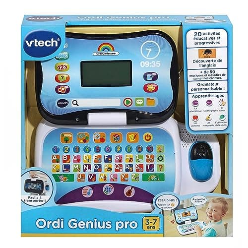 VTech - Ordi Genius Pro Black, Children's Laptop with Backlit Screen, Mouse, 20 Evolutionary Games, Educational Toy, Gift for Children from 3 to 7 Years - Content in French and English - Image 6