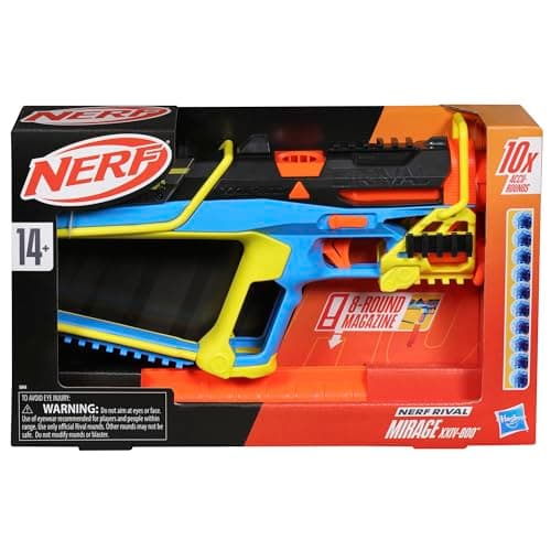 Nerf Rival Mirage XXIV-800 Blaster Pistol, 10 Nerf Rival Balls, 2 Charging Ways, 8 Removable Round Chargers, Pump Priming, Gift for Teens - Image 3