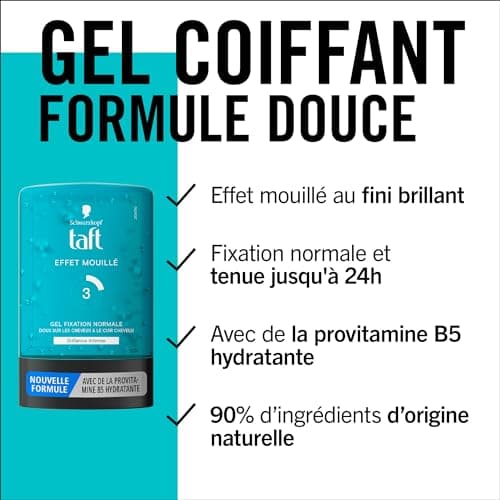 Taft - Schwarzkopf - Styling Tube Gel - Wet Effect Gel - Intense Shine - Normal Hold - Gentle on Hair - Long Lasting Hold - No Sticky Effect - Formula Provitamin B5-300ml - Image 5