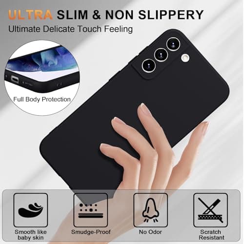 Silicone Case for Samsung Galaxy S21 5G with 2 Pieces Tempered Glass, Full Body Protection with Silky Touch, Soft TPU Protective Case, Shockproof Anti-Scratch, Black - Image 7