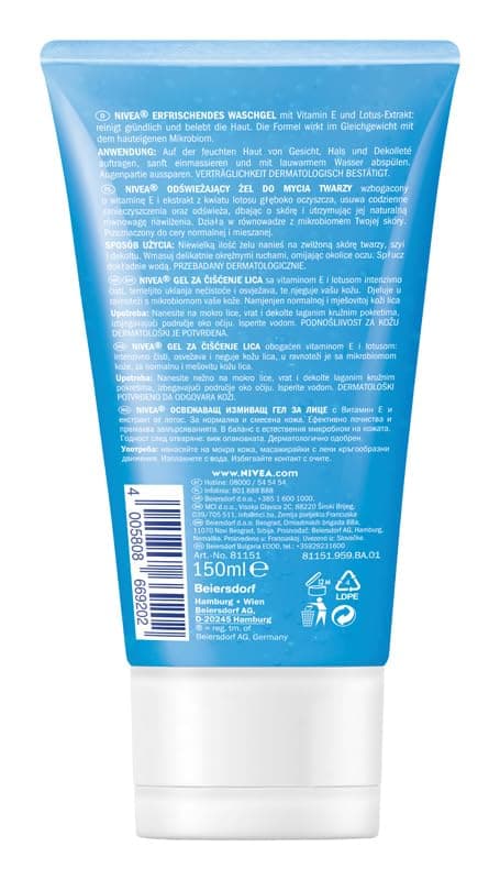 NIVEA Refreshing Face Cleansing Gel for Normal and Combination Skin 150ml - Image 3