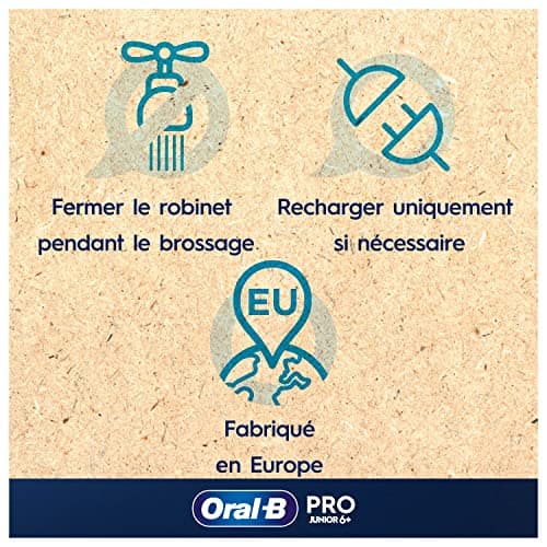 Oral-B Pro Junior Children's Electric Toothbrush, Effective yet Gentle Cleaning for Sensitive Teeth, Good Dental Hygiene For Children 6 Years +, 1 Charger, 1 Round Brush, Purple - Image 7