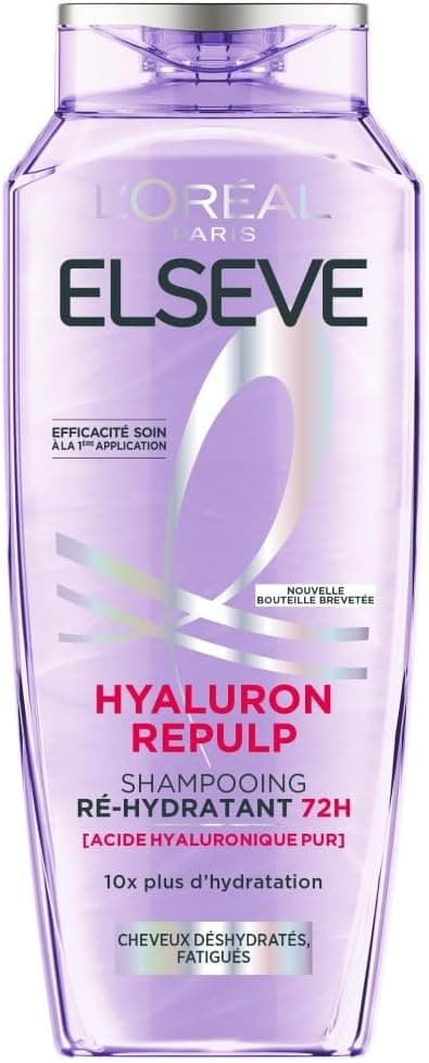 L'ORÉAL PARIS - Re-hydrating Shampoo for Dehydrated and Tired Hair - 72H Hydration - Shine - With Hyaluronic Acid - Elseve Hyaluron Repulp - 300 ml - Image 1