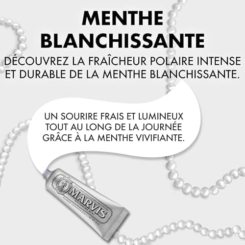 Marvis Dentifrice de voyage Menthe blanchissante, 25 ml, Favorise le blanchiment naturel des dents, Dentifrice antiplaque à la fraîcheur longue durée - Image 4