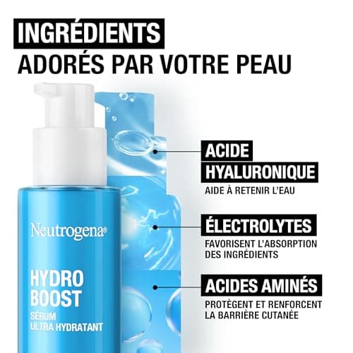 Neutrogena – Sérum Ultra Hydratant Hydro Boost (flacon-pompe de 30 ml) – Soin pour le visage à l'acide hyaluronique, acides aminés et électrolytes – Sérum léger à absorption rapide - Image 5