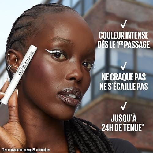 Maybelline New York - Eyeliner Liquide Waterproof - Couleur Intense Tenue Longue Durée 24H - Sans Transfert - Applicateur Feutre Précis - Tattoo Liner Dip Ink - Teinte : Black Tray (noir) - Image 4