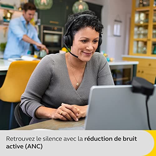 Jabra Evolve2 55, Casque Bluetooth Sans Fil, avec 4 Microphones, Réduction Active du Bruit, Design Léger, 18h Autonomie, Certifié MS Teams, Idéal Bureau & Maison, Noir - Image 5