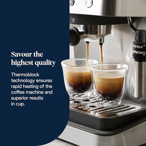 De'Longhi Linea Classic EM450.M Manual Coffee Machine with Steam Steam, Espresso Machine with Barista Pump, Cappuccino Nozzle, Double Wall Filter, 15 Bar, Cup up to 13 cm, Steel - Image 6