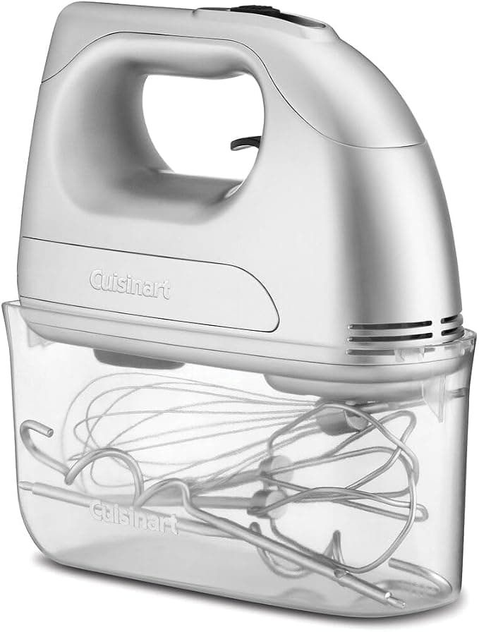The Cuisinart Power Advantage is a 7-speed hand mixer with balloon whisk, dough hooks and stainless steel beaters
