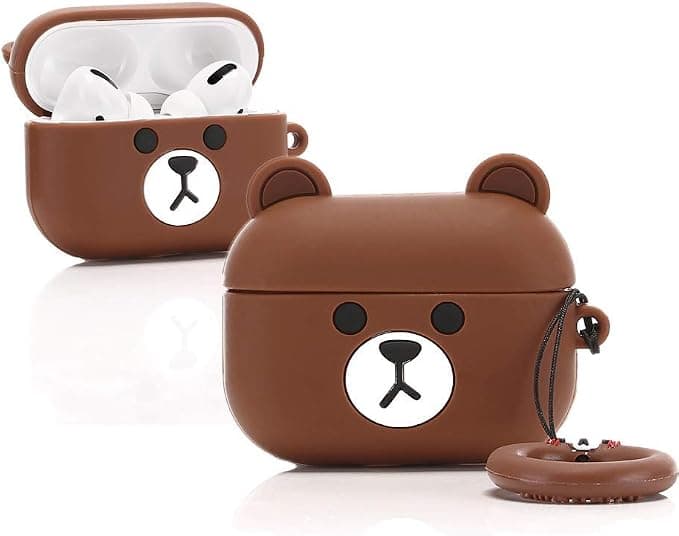 Silicone Airpods Pro Cover Cute Funny Compatible with Apple Airpods Pro [Animal Series] (Little Brown Bear)