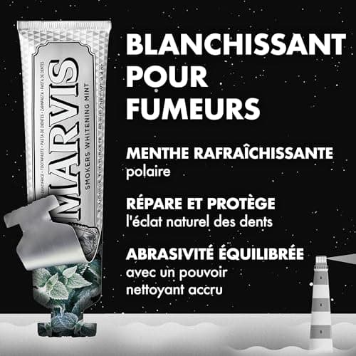 Marvis Dentifrice blanchissant pour fumeurs, Menthe, 85 ml, Favorise le blanchiment naturel des dents, Dentifrice anti-plaque & fraîcheur longue durée - Image 5