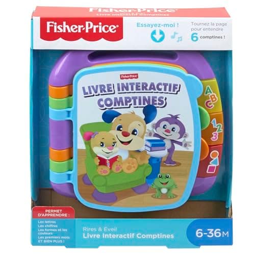 Fisher-Price CDH39 Learning Toy Musical Book Interactive Rhymes Laughing and Learning with Lights and Music for Babies and Toddlers, French Version - Image 7