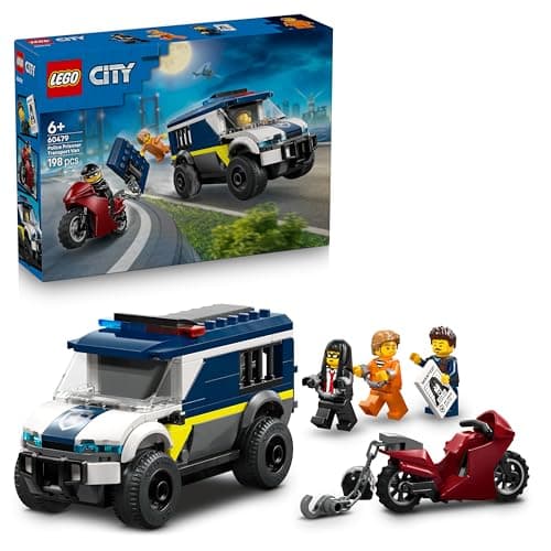 LEGO City The Penitentiary Van – Toy Truck – Model Van with Motorcycle, 3 Minifigures and Removable Cell Door – Birthday Gift Idea for Boys from 6 Years Old 60479 - Image 2
