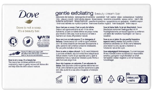 Dove Gentle Peeling Soap Bar (4 x 90g) - Image 5