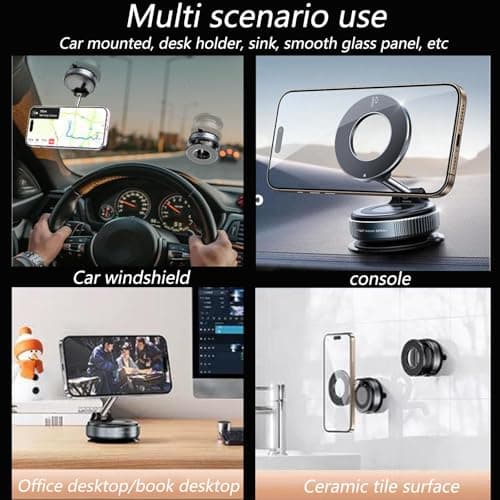 Car Mobile Phone Holder for Magsafe, 360° Rotation Magnetic Car Phone Holder, Car Accessories Compatible with iPhone 16/15/14/13/12 and All - Image 7