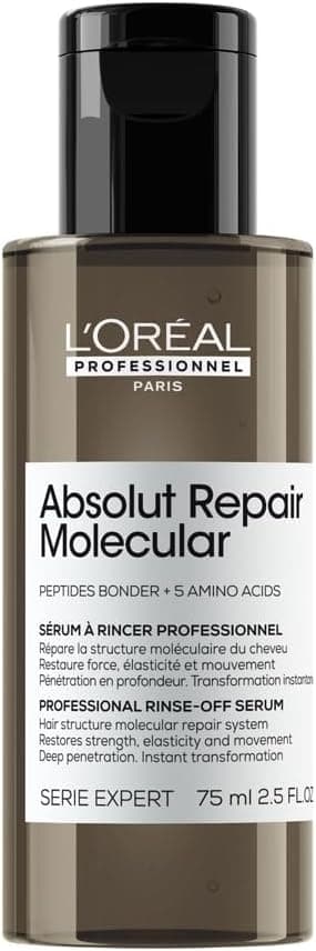 L'Oreal Professionnel Serum for Structural and Damaged Hair - Deep Molecular Repair - With 2% Peptides and 5 Amino Acids - Expert Series Absolut Repair Molecular Rinse-Off - 75