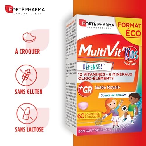 Forté Pharma - Multivit Kids | Shape and Tone Food Supplement - Children 4+ - 12 Vitamins and 6 Minerals - Strengthened with Royal Jelly and Calcium | 60 Chewable Tablets - Image 6