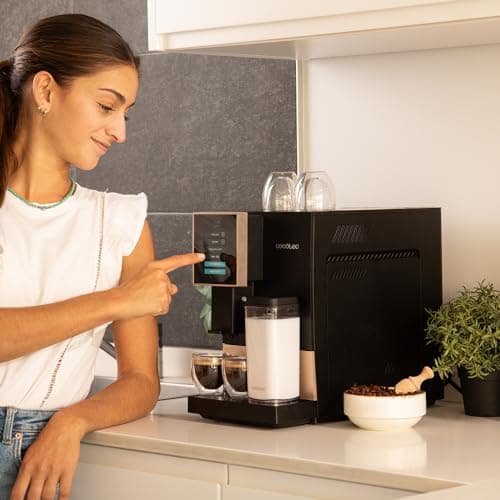 Cecotec Machine a Cafe Grain Cremmaet Compactccino Black Rose.19 barres,Thermoblock, Grains de café fraîchement moulus avec Plug&Play,Réservoir de café de 150gr avec moulin, 1,1 L d'eau,400ml de lait - Image 6