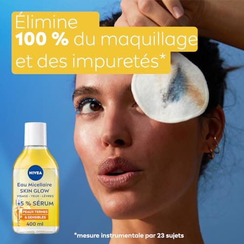 NIVEA - Eau Micellaire Visage Waterproof Skin Glow - Nettoie En Douceur, Démaquille & Illumine - 5% Sérum Aux Vitamines C & E - Complexe Amino Acid - Sans Parfum - Peaux Ternes & Sensibles - 400 ml - Image 5