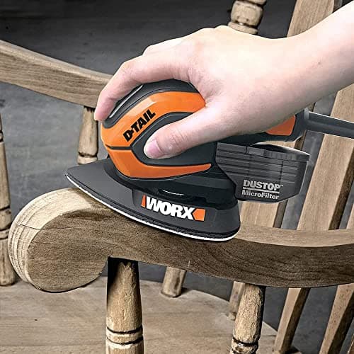 WORX Ponceuse Delta Multifonction 65W WX648, Enlèvement de Matière Elevé sur le Bois, Système de Fixation Rapide de l'Abrasif, Système Anti Poussière, Confortable, Livré Avec Accessoires - Image 4