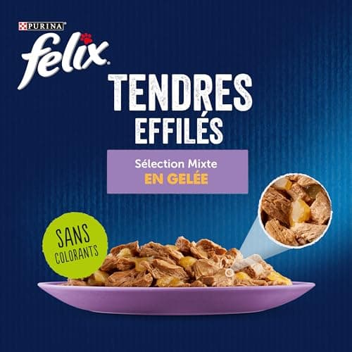 FELIX | Tendres Tapered | Jelly | Adult Cat | 100% Complete and Balanced Recipe | Selection with Salmon, Chicken, Duck and Cod | Fresh Sachets | Box of 44 x 85g - Image 8