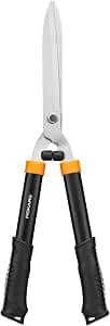 Fiskars HS21 Hedge Shears for Trimming Hedges and Bushes, Length: 59 cm, Hardened Steel Blades/Soft Touch Plastic Handle, Black/Orange, 1026827