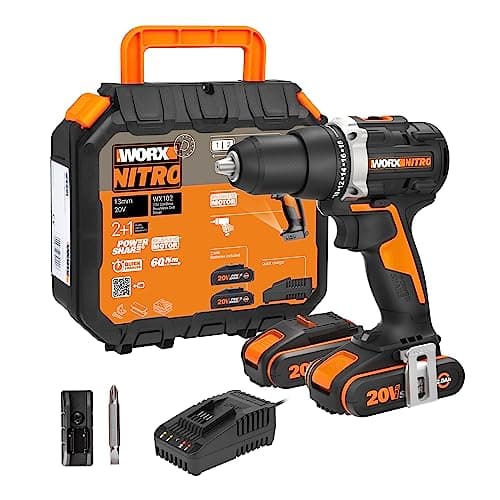 WORX Perceuse Visseuse sans Fil Brushless 20V WX102, Compacte et légère, Couple 60Nm, Mandrin 13mm, 2 vitesses, Lumière LED, Vissage et Dévissage, Livrée avec 2 Batteries 2Ah et Chargeur rapide - Image 5