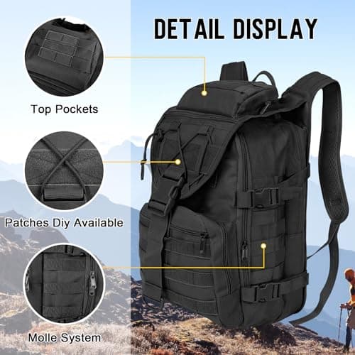SHANNA Military Backpack, 35L/50L Large Volume Multifunctional Backpack, Trekking Army Molle Assault Pack Tactical Combat Pack for Outdoor Hiking Camping Fishing Hunting Emergency Bag - Image 3