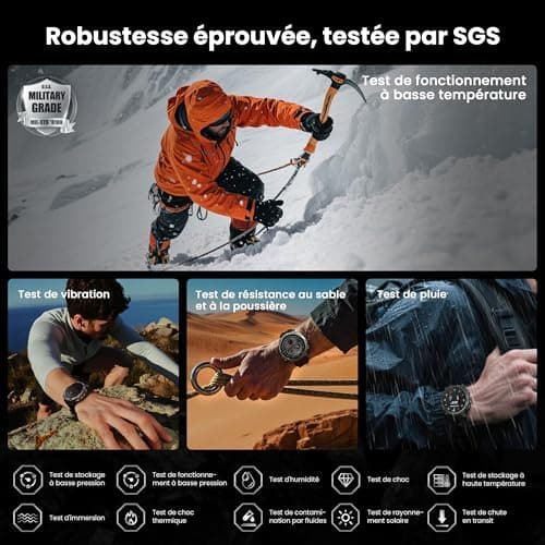 KOSPET Tank T4 Men's Smartwatch, Stainless Steel, GPS & Offline Maps, 10ATM Waterproof (45M Diving), 50 Day Battery, Bluetooth Calls, 24/7 Health Monitoring, Android and iOS (Black) - Image 3