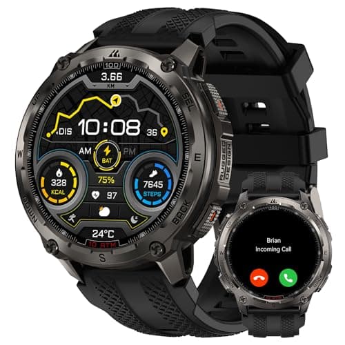 KOSPET Tank T4 Men's Smartwatch, Stainless Steel, GPS & Offline Maps, 10ATM Waterproof (45M Diving), 50 Day Battery, Bluetooth Calls, 24/7 Health Monitoring, Android and iOS (Black) - Image 2