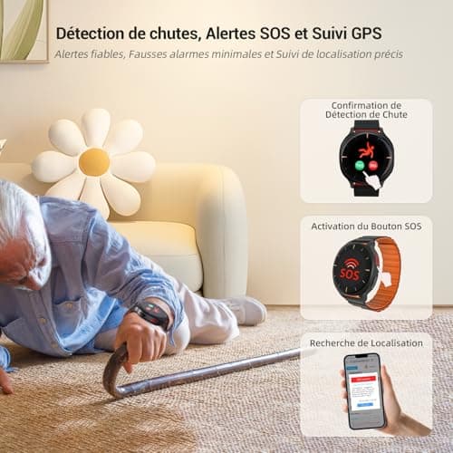 Audar E2 - Senior Smart Watch with Fall Detection and SOS - 24/7 Blood Pressure/Heart Rate/SpO₂/Temperature Monitoring, Wellness Reports by AI, Works Without Mobile / App - Image 3