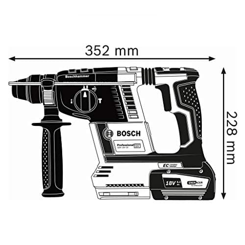 Bosch Professional 18V System cordless drill GBH 18V-26 F (with auxiliary handle, depth stop, cloth, SDS plus interchangeable chuck, L-BOXX) - Image 3