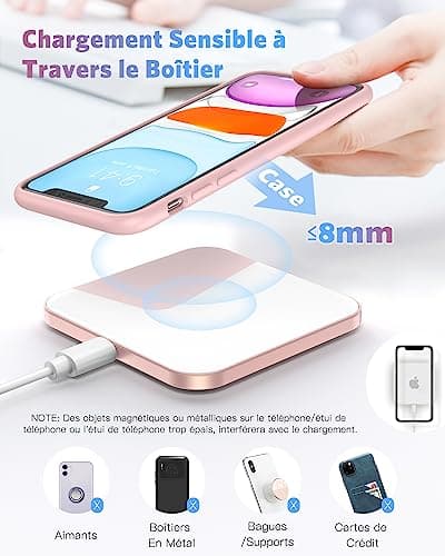 AGPTEK Wireless Charger, 15W Induction Charger for iPhone 16/15/14/13/12/11/16e/SE/XS/XR/8, for Samsung Galaxy S25/S24/S22/S21/S10E/S9/S8, Note 20/10/9/8, AirPods3/Pro, White - Image 8