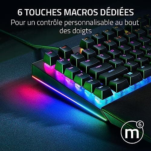 Razer BlackWidow V4 Chroma RGB Mechanical Gaming Keyboard - Snap Tap - Green Mechanical Switches (6 Dedicated Macro Keys, Double Injection ABS Keys) AZERTY Keyboard | Black - Image 6
