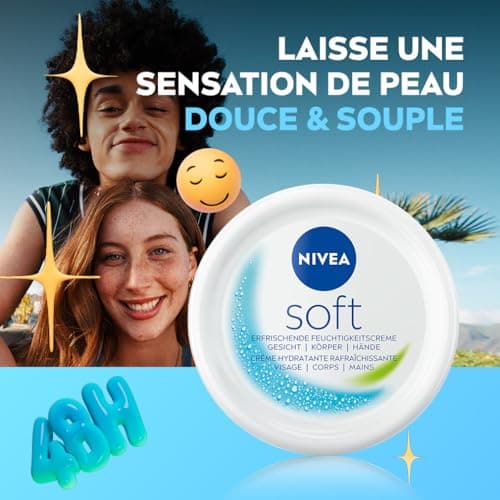 NIVEA Soft Crème de soin hydratante 3-en-1 (1 x 200 ml), Crème visage, corps et mains pour une hydratation intense, Crème hydratante multiusage - Image 7