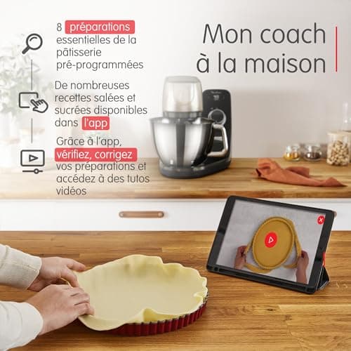 Moulinex Pastry processor, 5.5 L stainless steel bowl, 8 basic recipe programs, Patented technology, Quiet, Robust, Free application with coaching, Coach QA900810 - Image 6