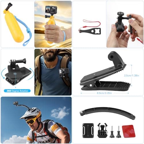 Sports Camera Accessories Kit, Compatible with GoPro, AKASO, Campark, Crosstour, APEMAN, COOAU, Apexcam, WOLFANG, Surfola, SJCAM - Image 5