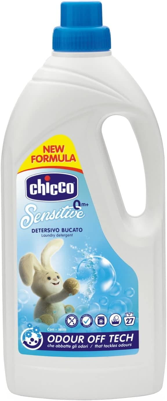 Chicco Sensitive Hypoallergenic Laundry Detergent, Removes Stains & Odours, 0+ Months - 1.5 Litre