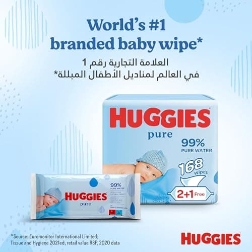 Huggies, Lingettes bébé, Pour tout le corps, Utilisables dès la naissance, Sans parfum, 1x56 lingettes, Pure - Image 7