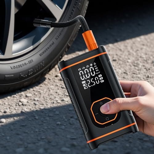Compresseur D'Air Portatif Pour Pneus De Voiture | Rechargeable Affichage Numerique Outil Automobile - Gonfleur De Pneu Pour Voiture Et Véhicule Automobile | Pour Moto Vélo Ballon De - Image 4
