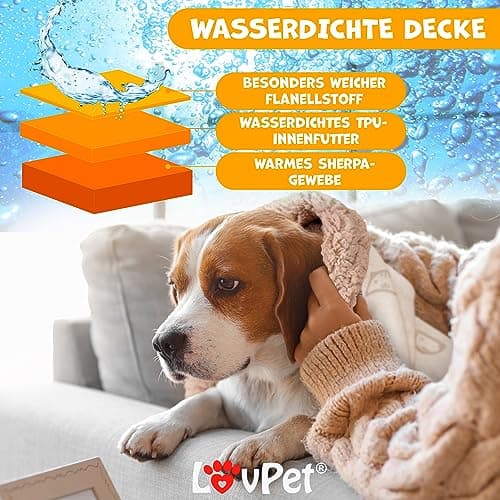 Lovpet® Waterproof Dog Blanket, Sherpa Fleece Pet Blanket + 3X Bone for Toys, Machine Washable - 80 x 60 inches - XXL - Machine Washable - Image 8