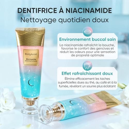 BodyAccel Niacinamide Whitening Toothpaste - Intense Stain Removal, Natural Gentle Care, Fresh Breath - Peach Taste, Gum Health (1 Tube) - Image 4