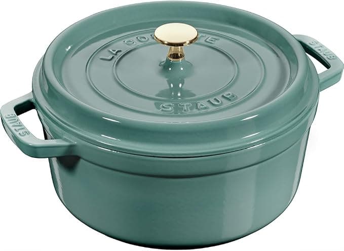 Staub - Round Cast Iron Casserole with Spiked Lid 24 cm Eucalyptus - STAUB - Image 1