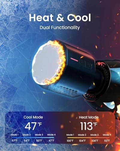 RENPHO Muscle Massage Gun, Massage Gun with Hot and Cold Head, Electric Massager with 6 Massage Heads, Deep Muscle Massager 3200rpm, Type-C Charging Ultra Silent - Image 4
