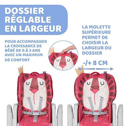 Chicco Polly 2 Start High Chair for Babies from Birth to 3 Years (15 kg), Adjustable, 4 Wheels, Fully Reclining Backrest in Bouncer and Compact Closure - Lion - Image 3