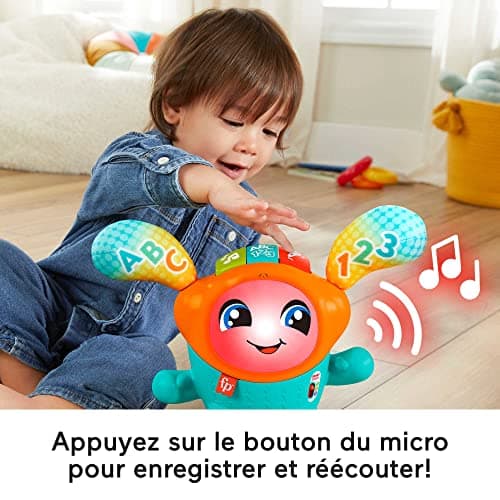 Fisher-Price Mon Petit DJ | Petit Robot Jouet sur Ressort 4 en 1 | Jouet Interactif Bébé 9 Mois à 36 Mois | Jouet Educatif Musical et Lumineux pour Apprendre en S'amusant | Version Française, HJP88 - Image 7