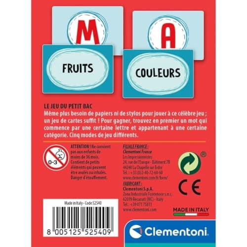 Clementoni | Le Jeu du Petit Bac – Quick and Educational Card Game for Children 7 Years+ | Vocabulary Development | Language Activity Family & School | Compact Portable Format - Image 4