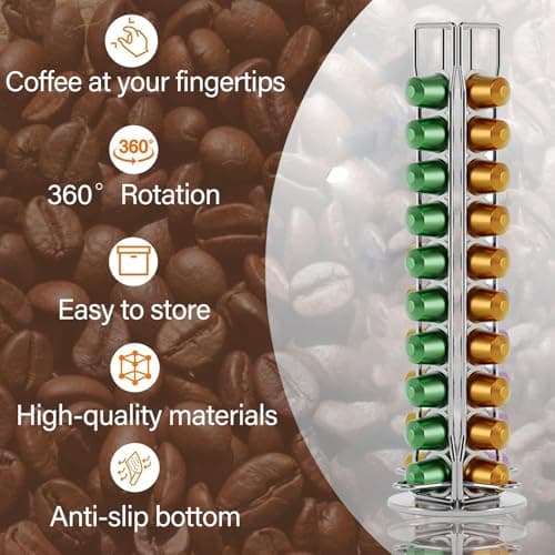 Storage Holder for Nespresso Coffee Capsules, Holders for 40 Black Coffee Capsules, 360 Degree Rotable Coffee Capsule Stands, Capsule Dispenser, Pod Storage Holder - Image 3